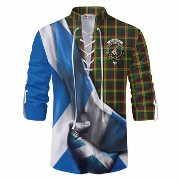 MacMillan (McMillan) Tartan Ghillie Kilt Shirt with Family Crest Scotland Patriotic Style