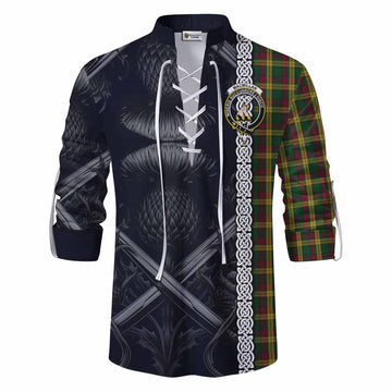 MacMillan (McMillan) Tartan Ghillie Kilt Shirt with Family Crest Cross Sword Thistle Celtic Vibes