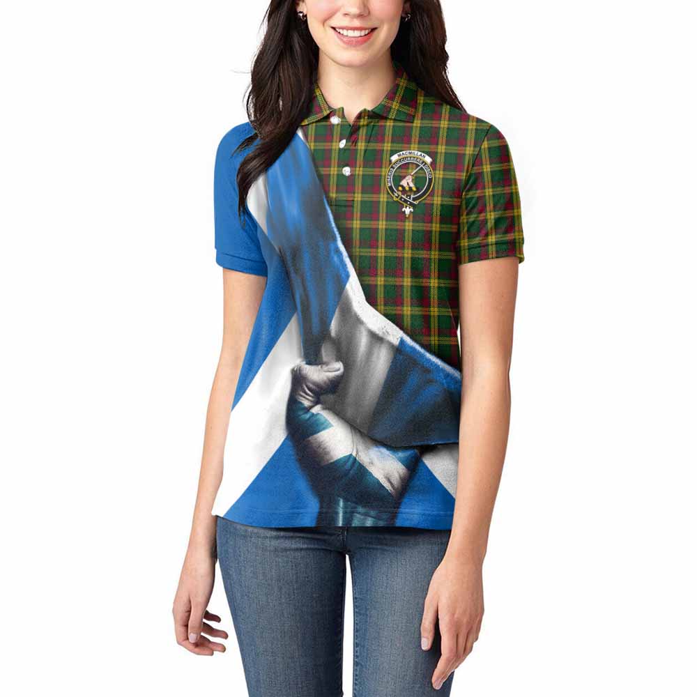 Tartan Vibes Clothing MacMillan (McMillan) Tartan Women's Polo Shirt with Family Crest Scotland Patriotic Style