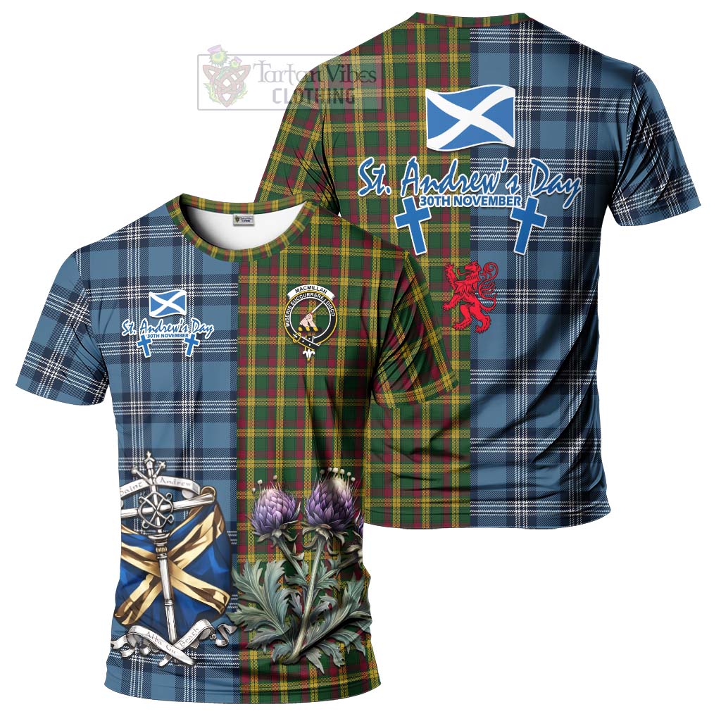 Tartan Vibes Clothing MacMillan (McMillan) Tartan T-Shirt Happy St. Andrew's Day Half Tartan Style