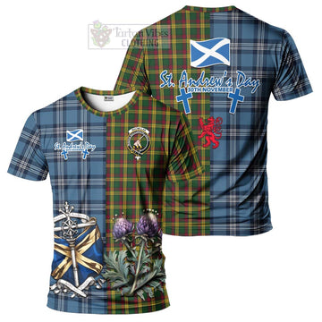 MacMillan (McMillan) Tartan T-Shirt Happy St. Andrew's Day Half Tartan Style