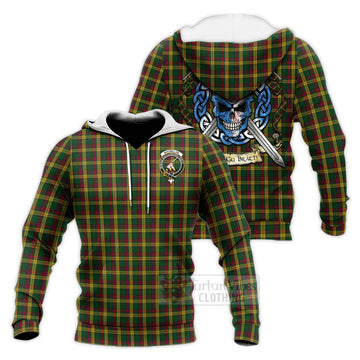 MacMillan (McMillan) Tartan Knitted Hoodie with Family Crest Celtic Skull Style