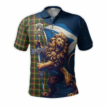 MacMillan (McMillan) Tartan Family Crest Men's Polo Shirt with Scottish Majestic Lion