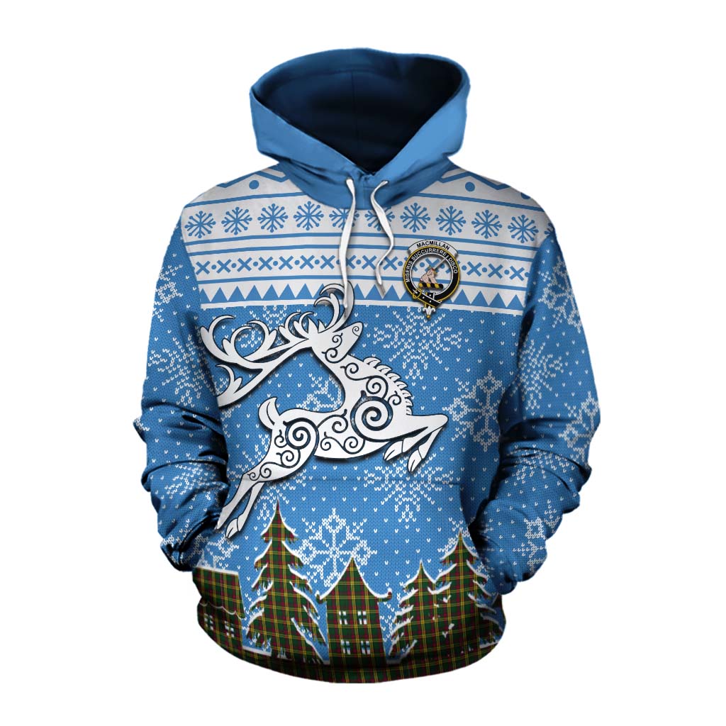 Tartan Vibes Clothing MacMillan (McMillan) Clan Christmas Cotton Hoodie Celtic Reindeer Style