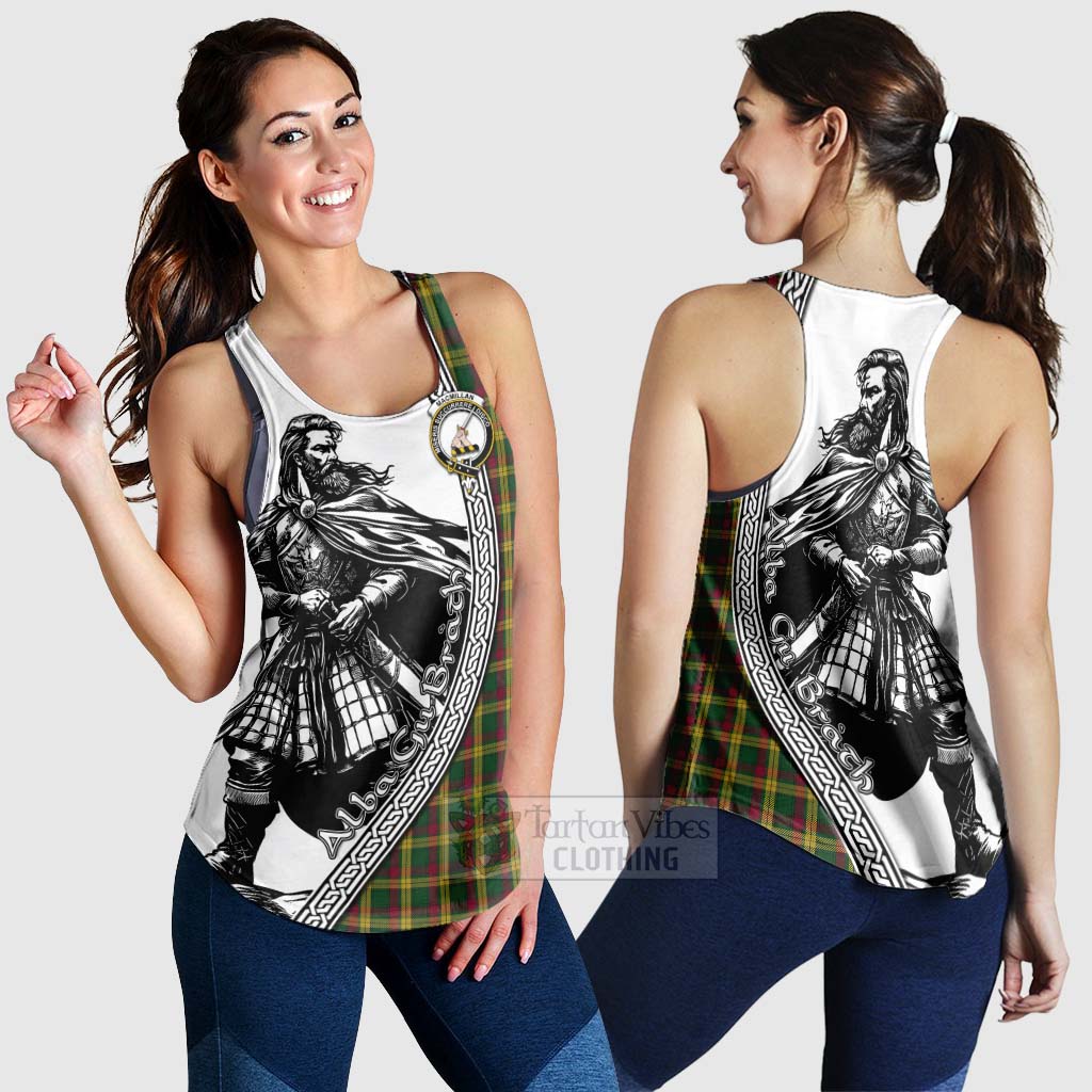 Tartan Vibes Clothing MacMillan (McMillan) Tartan Clan Crest Women's Racerback Tanks with Highlander Warrior Celtic Style