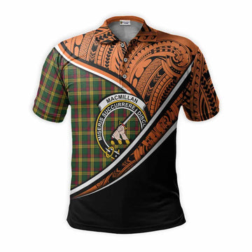 MacMillan (McMillan) Crest Tartan Polo Shirt with Polynesian Vibes Style - Orange Version