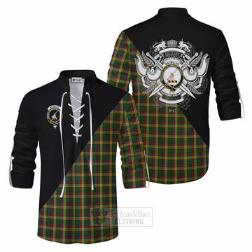 MacMillan (McMillan) Tartan Ghillie Kilt Shirt with Family Crest and Military Logo Style