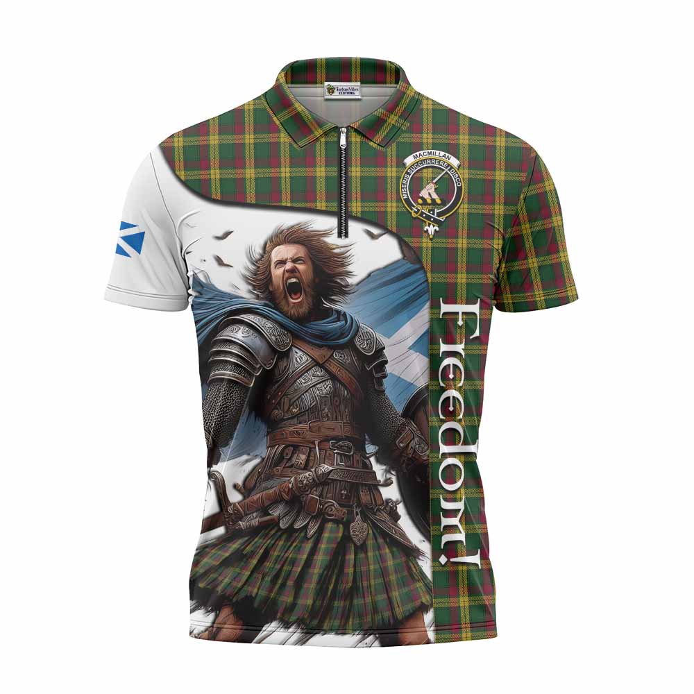 Tartan Vibes Clothing MacMillan (McMillan) Crest Tartan Zipper Polo Shirt Inspired by the Freedom of Scottish Warrior