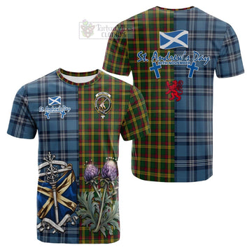 MacMillan (McMillan) Tartan Cotton T-shirt Happy St. Andrew's Day Half Tartan Style