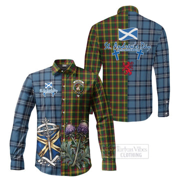 MacMillan (McMillan) Tartan Long Sleeve Button Shirt Happy St. Andrew's Day Half Tartan Style