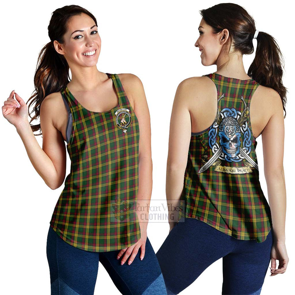 Tartan Vibes Clothing MacMillan (McMillan) Tartan Women's Racerback Tanks with Family Crest Celtic Skull Style