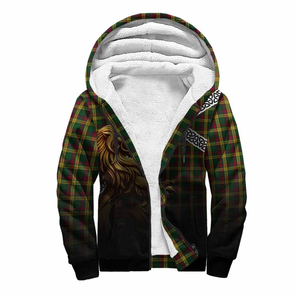 MacMillan (McMillan) Crest Tartan Sherpa Hoodie with Golden Lion Emblem Celtic Style Unisex S - Tartan Vibes Clothing