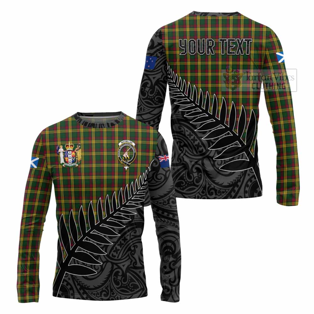 Tartan Vibes Clothing MacMillan (McMillan) Crest Tartan Long Sleeve T-Shirt with New Zealand Silver Fern Half Style