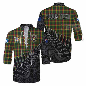 MacMillan (McMillan) Crest Tartan Ghillie Kilt Shirt with New Zealand Silver Fern Half Style