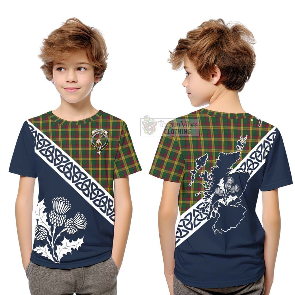 MacMillan (McMillan) Tartan Kid T-Shirt Featuring Thistle and Scotland Map Youth XL Size14 - Tartan Vibes Clothing