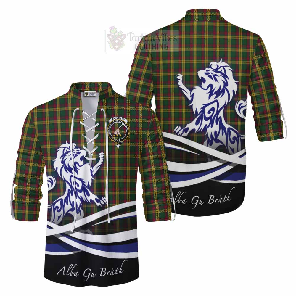 Tartan Vibes Clothing MacMillan (McMillan) Tartan Ghillie Kilt Shirt with Alba Gu Brath Regal Lion Emblem