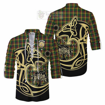 MacMillan (McMillan) Tartan Ghillie Kilt Shirt with Family Crest Celtic Wolf Style