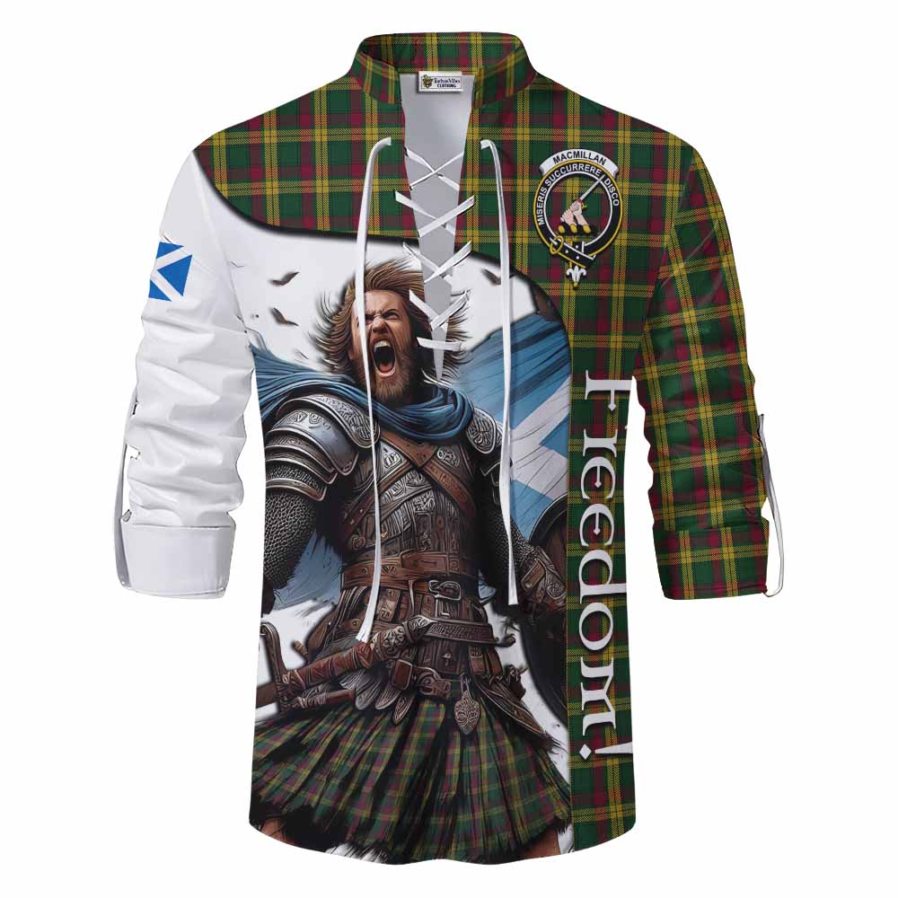 Tartan Vibes Clothing MacMillan (McMillan) Crest Tartan Ghillie Kilt Shirt Inspired by the Freedom of Scottish Warrior