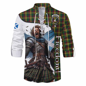 MacMillan (McMillan) Crest Tartan Ghillie Kilt Shirt Inspired by the Freedom of Scottish Warrior