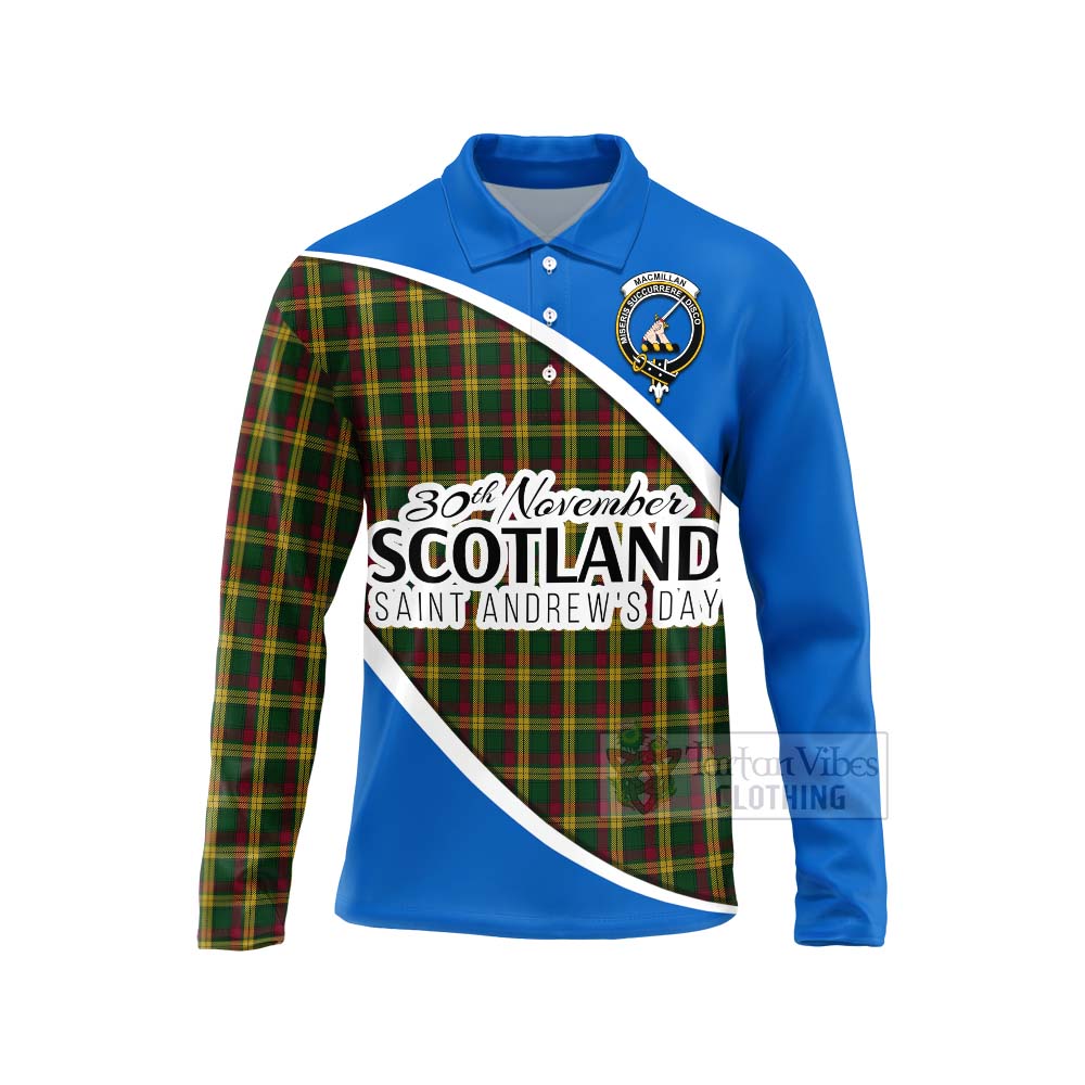 Tartan Vibes Clothing MacMillan (McMillan) Family Crest Tartan Long Sleeve Polo Shirt Celebrate Saint Andrew's Day in Style