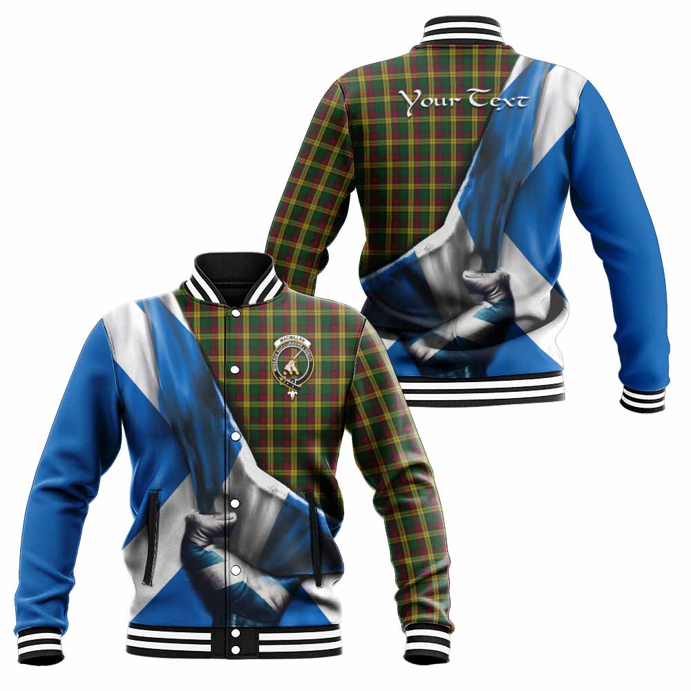 Tartan Vibes Clothing MacMillan (McMillan) Tartan Baseball Jacket with Family Crest Scotland Patriotic Style