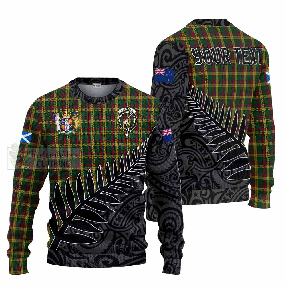 Tartan Vibes Clothing MacMillan (McMillan) Crest Tartan Knitted Sweater with New Zealand Silver Fern Half Style