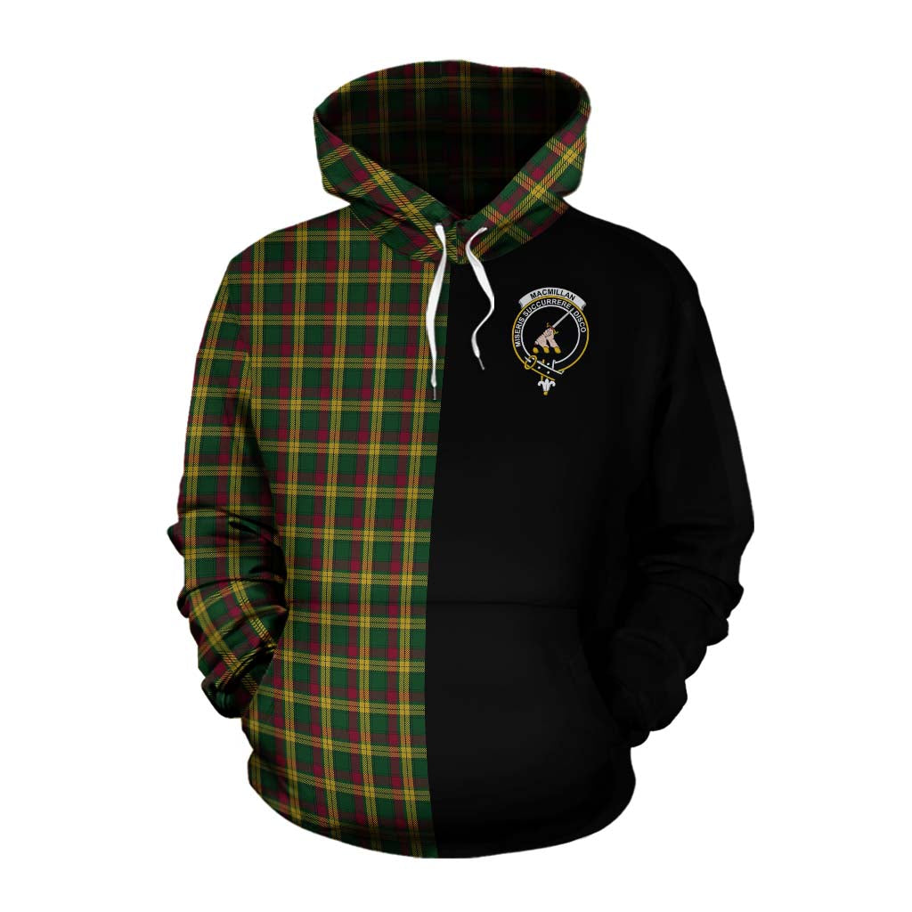 Tartan Vibes Clothing MacMillan (McMillan) Tartan Cotton Hoodie with Family Crest and Half Of Me Style