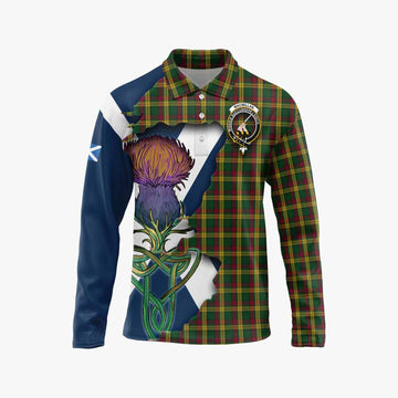 MacMillan (McMillan) Tartan Family Crest Long Sleeve Polo Shirt Scottish Thistle Celtic Inspired Unisex - Tartan Vibes Clothing