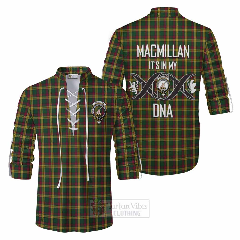 Tartan Vibes Clothing MacMillan (McMillan) Tartan Ghillie Kilt Shirt with Family Crest DNA In Me Style