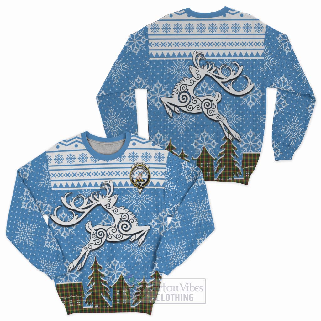 Tartan Vibes Clothing MacMillan (McMillan) Clan Christmas Sweatshirt Celtic Reindeer Style