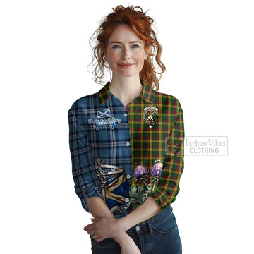 MacMillan (McMillan) Tartan Women's Casual Shirt Happy St. Andrew's Day Half Tartan Style