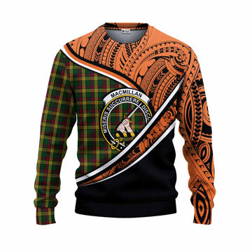 MacMillan (McMillan) Crest Tartan Knitted Sweater with Polynesian Vibes Style - Orange Version