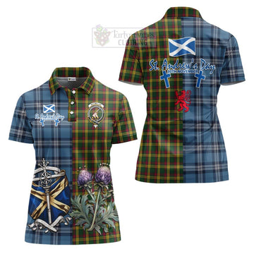 MacMillan (McMillan) Tartan Women's Polo Shirt Happy St. Andrew's Day Half Tartan Style