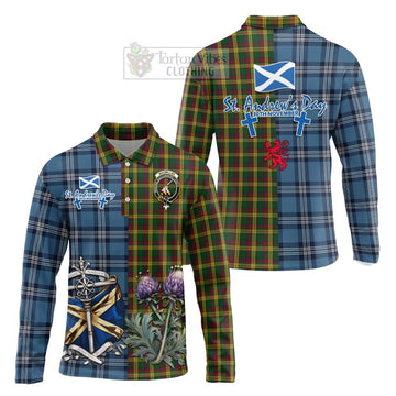 MacMillan (McMillan) Tartan Long Sleeve Polo Shirt Happy St. Andrew's Day Half Tartan Style