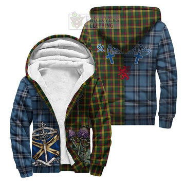 MacMillan (McMillan) Tartan Sherpa Hoodie Happy St. Andrew's Day Half Tartan Style