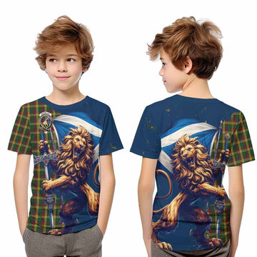 MacMillan (McMillan) Tartan Family Crest Kid T-Shirt with Scottish Majestic Lion Youth XL Size14 - Tartan Vibes Clothing