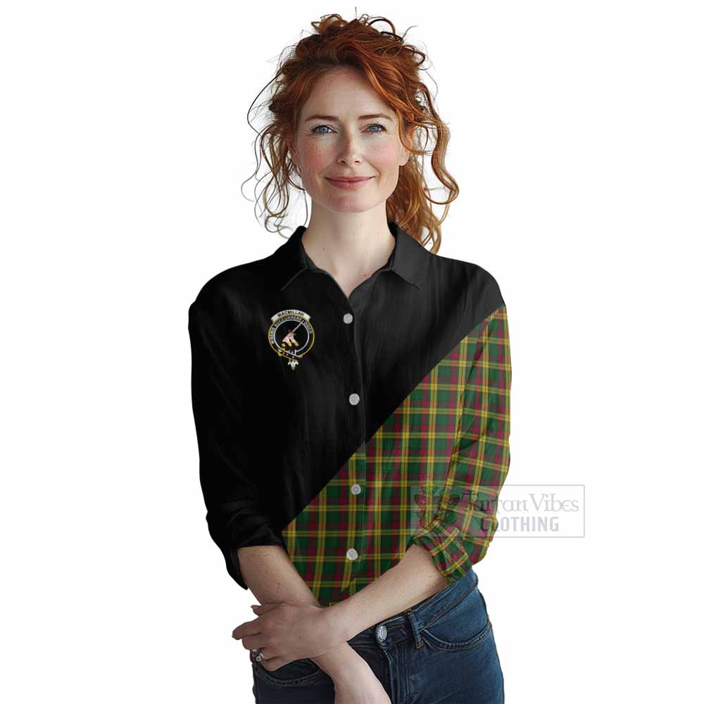 Tartan Vibes Clothing MacMillan (McMillan) Tartan Women's Casual Shirt with Family Crest and Military Logo Style