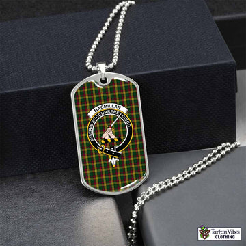 MacMillan (McMillan) Tartan Dog Tag Necklace with Family Crest