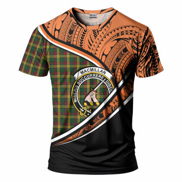 MacMillan (McMillan) Crest Tartan T-Shirt with Polynesian Vibes Style - Orange Version