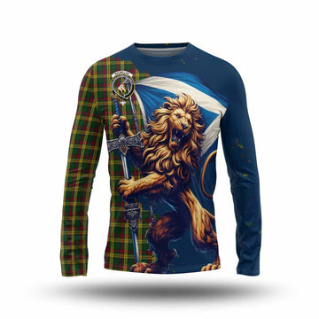 MacMillan (McMillan) Tartan Family Crest Long Sleeve T-Shirt with Scottish Majestic Lion