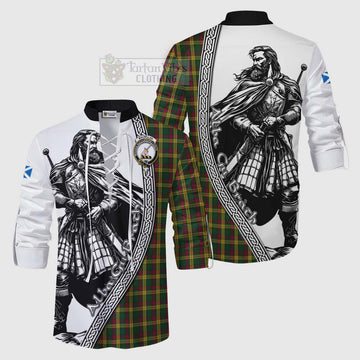 MacMillan (McMillan) Tartan Clan Crest Ghillie Kilt Shirt with Highlander Warrior Celtic Style