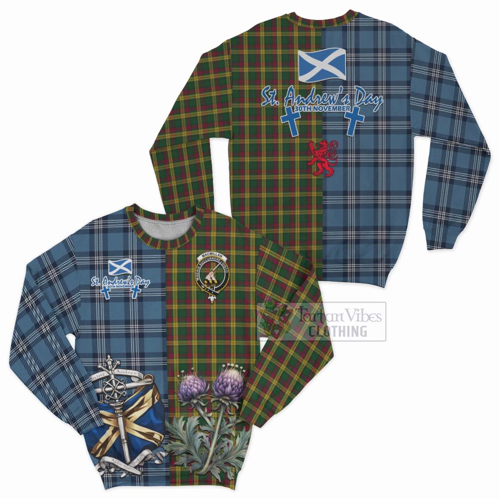 Tartan Vibes Clothing MacMillan (McMillan) Tartan Sweatshirt Happy St. Andrew's Day Half Tartan Style