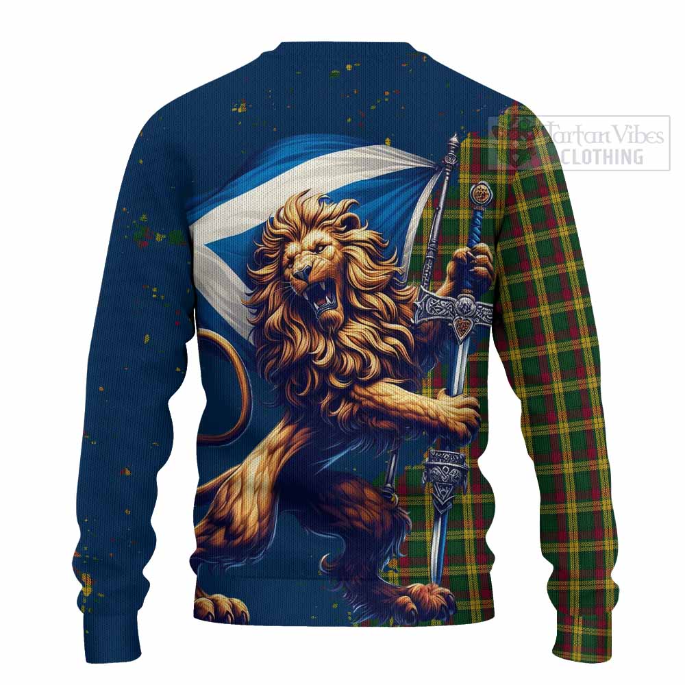 Tartan Vibes Clothing MacMillan (McMillan) Tartan Family Crest Knitted Sweater with Scottish Majestic Lion