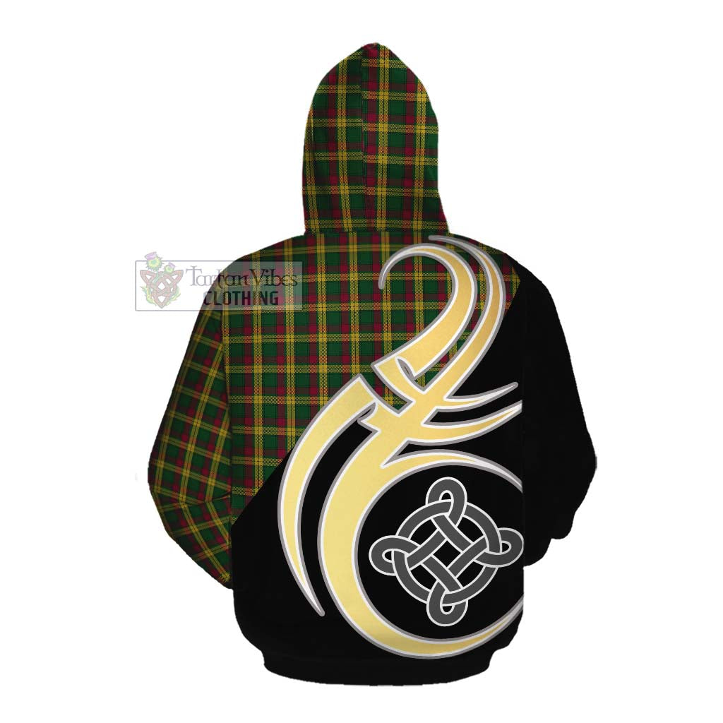 Tartan Vibes Clothing MacMillan (McMillan) Tartan Cotton Hoodie with Family Crest and Celtic Symbol Style