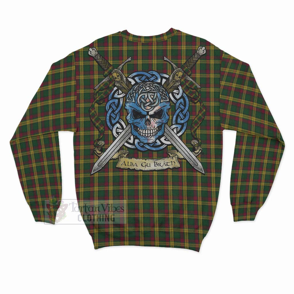 Tartan Vibes Clothing MacMillan (McMillan) Tartan Sweatshirt with Family Crest Celtic Skull Style