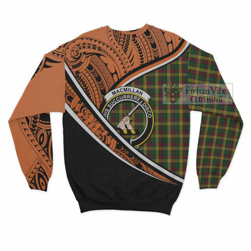 MacMillan (McMillan) Crest Tartan Sweatshirt with Polynesian Vibes Style - Orange Version