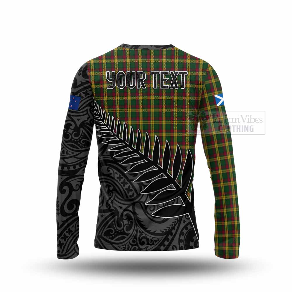 Tartan Vibes Clothing MacMillan (McMillan) Crest Tartan Long Sleeve T-Shirt with New Zealand Silver Fern Half Style