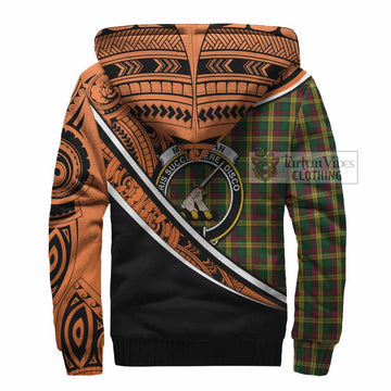 MacMillan (McMillan) Crest Tartan Sherpa Hoodie with Polynesian Vibes Style - Orange Version