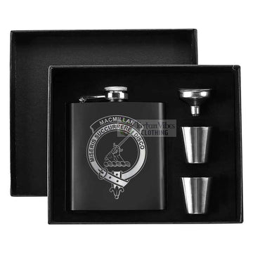 MacMillan (McMillan) Crest Hip Flask Set 7oz Black Stainless Steel with A Gift Box - 2D-tartanvibesclothing