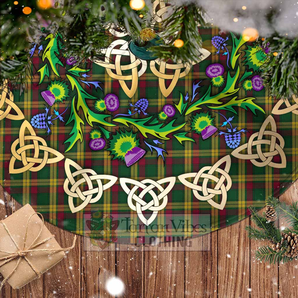 Tartan Vibes Clothing MacMillan (McMillan) Tartan Christmas Tree Skirt with Thistle Celtic Knot Style